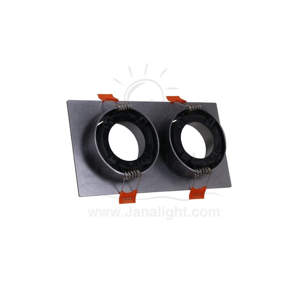 سبوت لايت فارغ متحرك مستطيل 2 عين بلاستك فضي جنى لايت JN406 Double square silver Spotlight frame